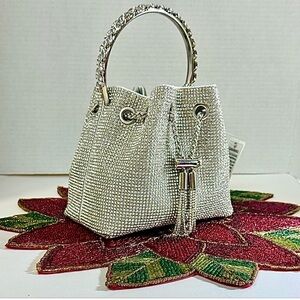 Elegant Silver Crystal-Embellished Women's Bag